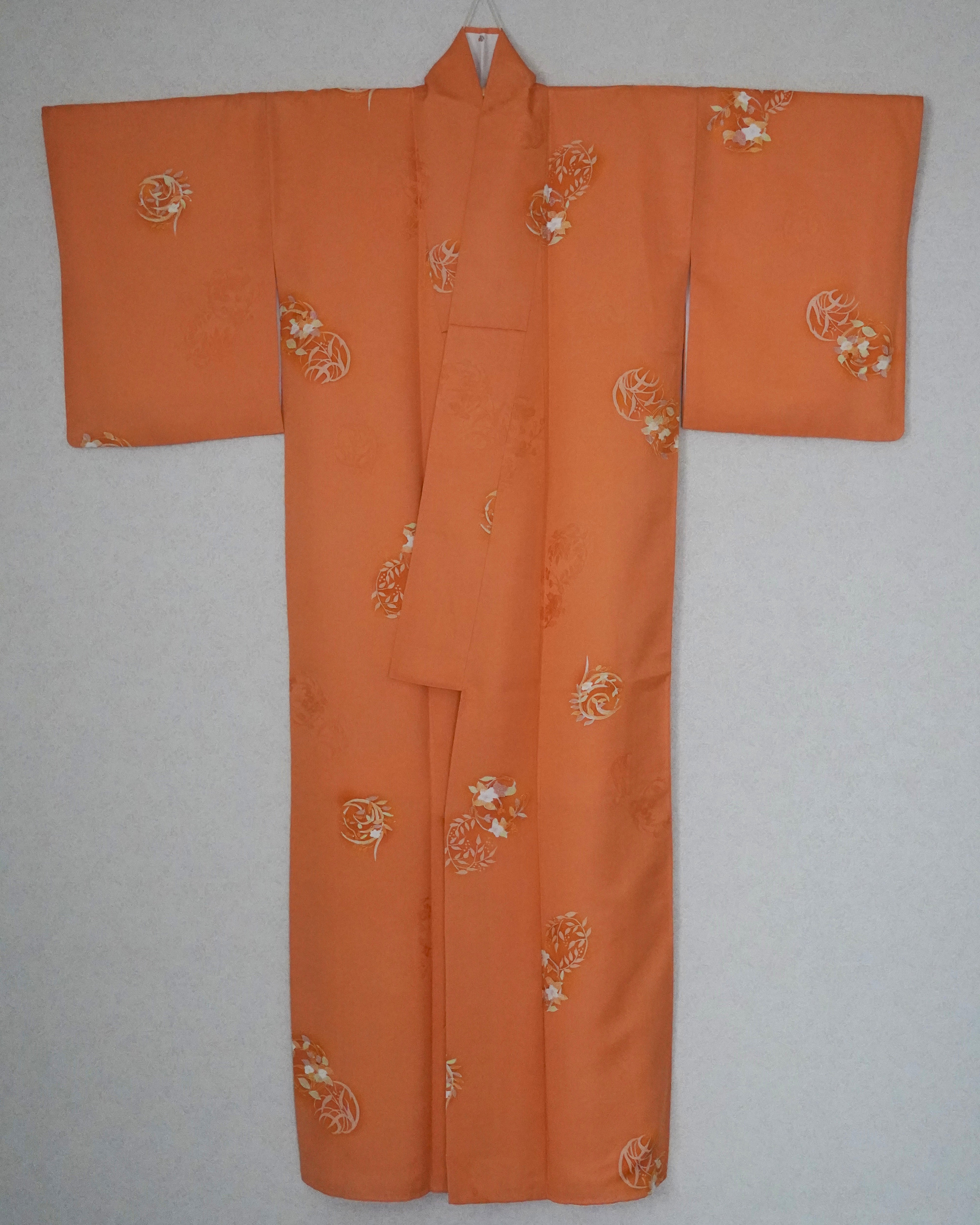 小紋 杢目絞り 縦柄 暈し ガード加工 ふくよかサイズ しつけ糸 K-4010 